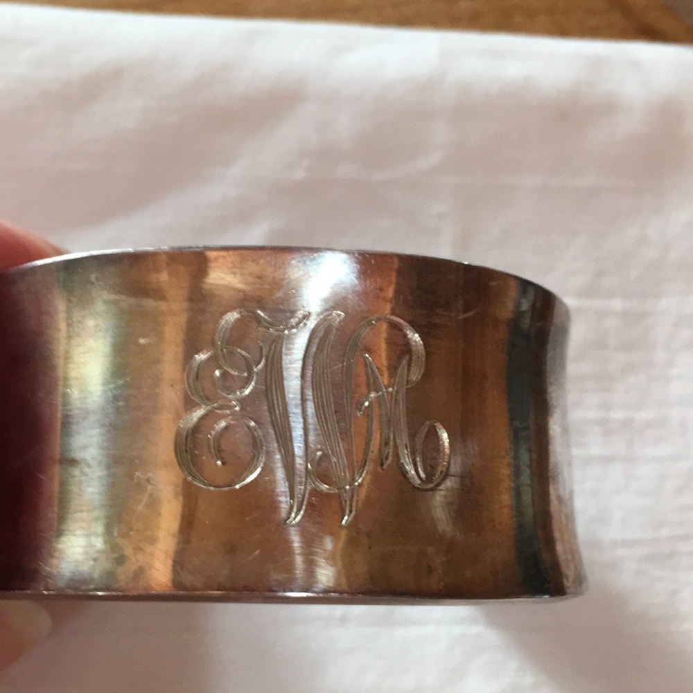 Monogrammed cuff bracelet with initials EWM